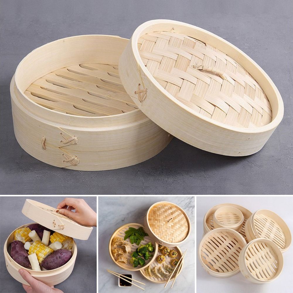 Bao Steamer Bamboo - Bambu vapur sepeti kapaklı hamur vapur